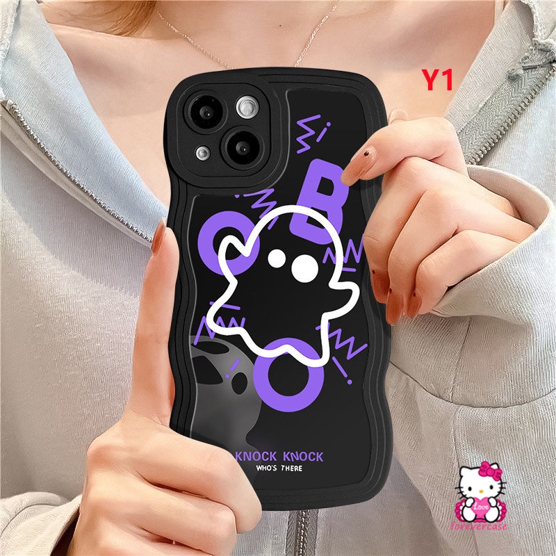 Realme C53 C11 C25Y C15 5 6i C21Y C33 10 9i 8 C35 C12 C30 C25s C25 8i 7i 5i 7 5s C20 8Pro C20A 9Pro+ 9 C3 C17 Kartun Hantu Monster Kecil Lucu Soft TPU Wavy Edge Back Cover