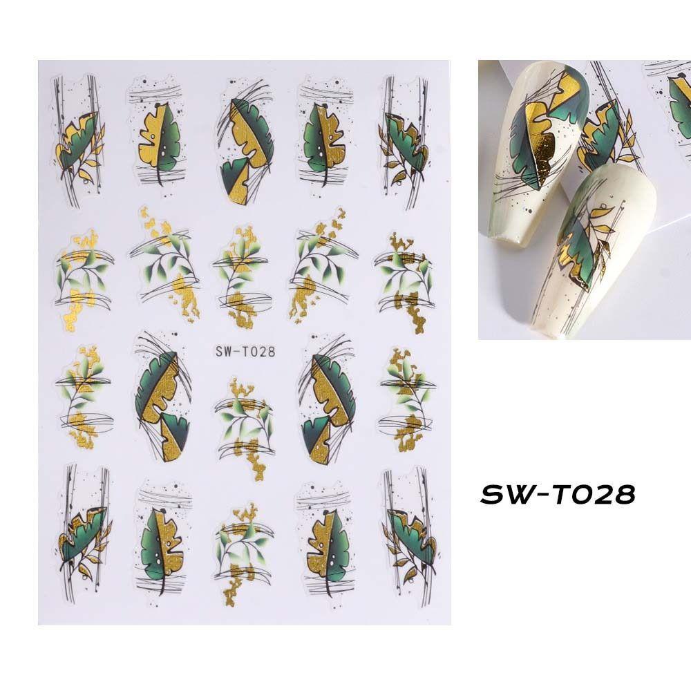 AUGUSTINA Stiker Kuku Daun Agustina Korea Musim Semi Ins Style Stiker Bunga Self Adhesive Dekorasi Kuku