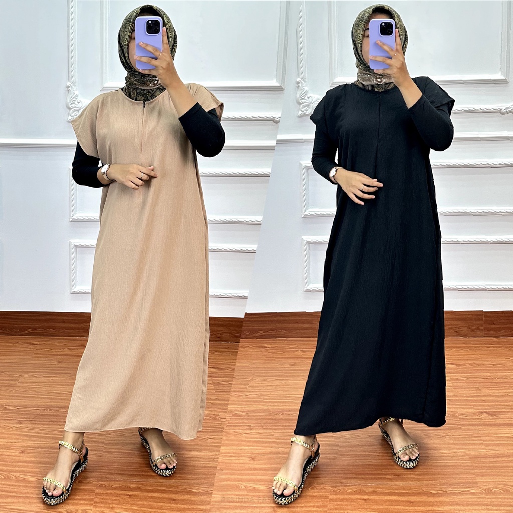 Dress Busui Bumil Bahan Crinkle Airflow Premium LD120 - Resinda Fashion