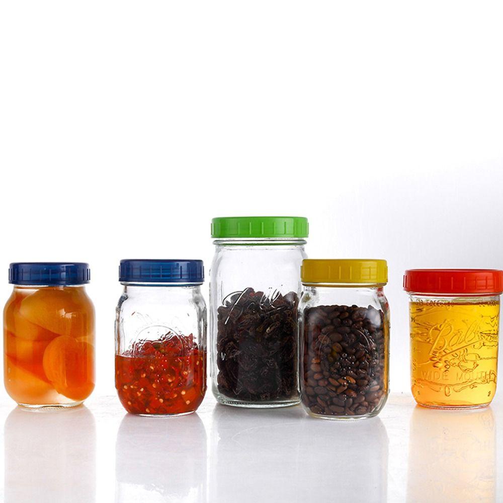 Suyo 6pcs Mason Jar Lid Alat Dapur Plastik Untuk Mulut Lebar Jar Seal Penutup Botol