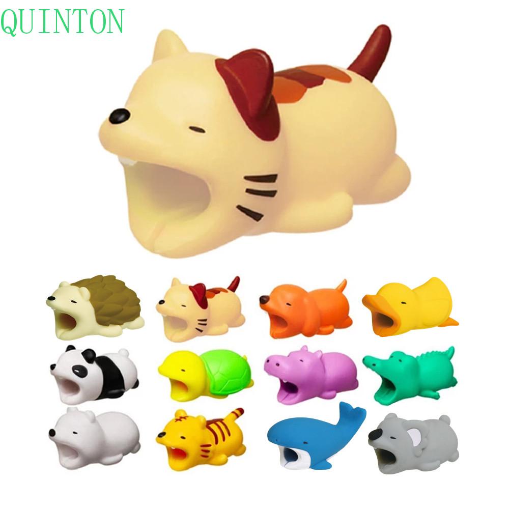 QUINTON Phone Accessories USB Cable Bites Protector Cartoon Animal Shape Cable Protector Cute Cellphone Decor Cable Storage Holder Cable Organizer Cable Doll Toy Earphone Cable Data Line Protective