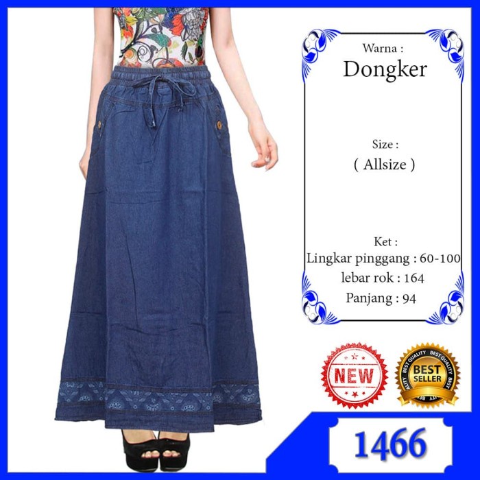 ✨LARIS✨ -Rok Panjang Wanita - Rok Jeans Panjang - Rok Jeans Wanita - Rok Remaja - Dongker1500- 1.2.2