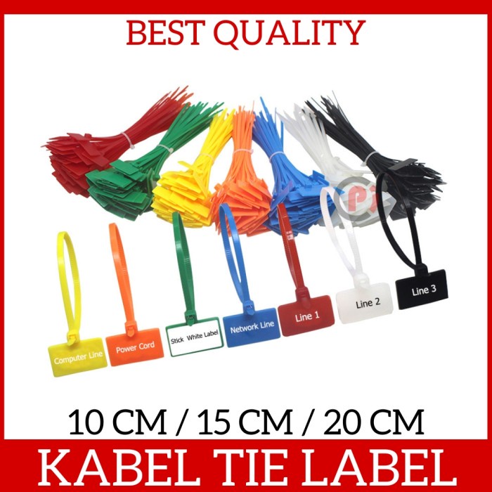 Cable Ties Tie Zip Pengikat Kabel Dengan Tag Label Penanda Warna Warni