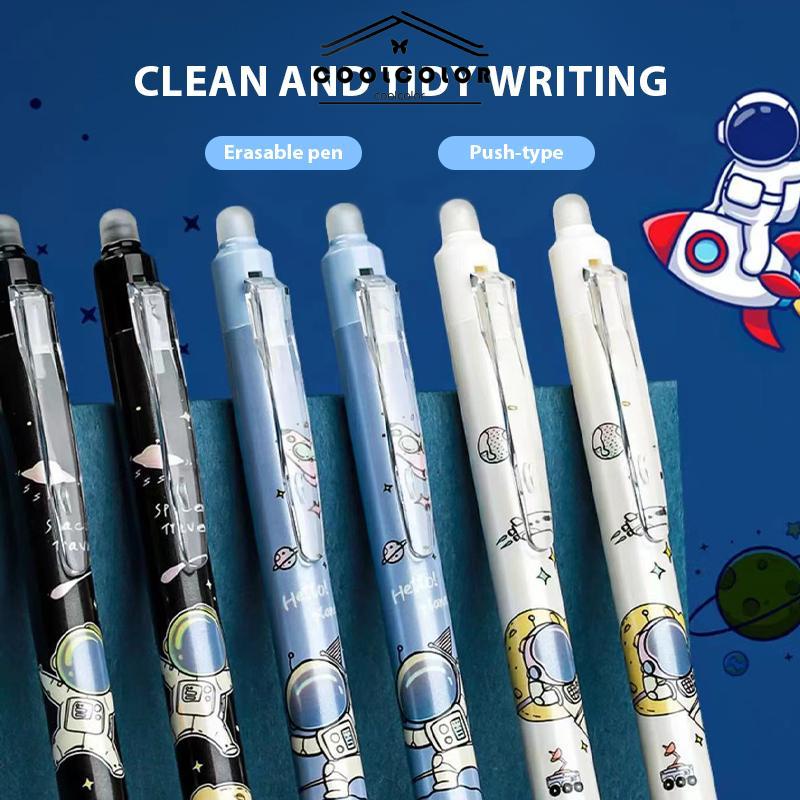 COD❤️Pulpen Gel Desain Astronot Warna，Biru Hitam Mudah Dihapus，Stationery Accessories- cl