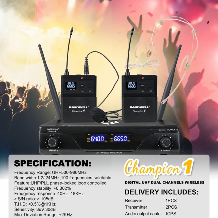 mic clip on wireless hardwell champion 1 mic imam dll