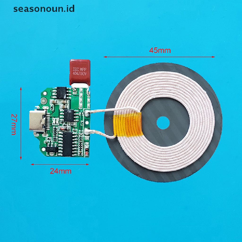 Seasonoun 15W Qi Pemancar Modul Charger Nirkabel Cepat Dengan Box PCBA Circuit Board Coil DIY Port Tipe-c.