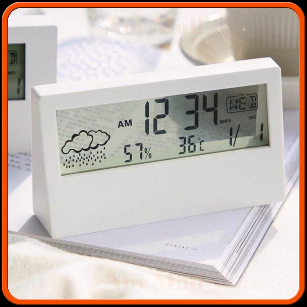 Jam Alarm Meja Digital Thermometer Hygrometer Weather Station -JM400