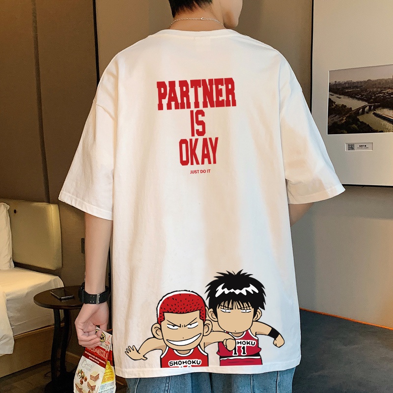 KAOS OVERSIZED KOREAN 3/4 SLEDOVED KAOS PRIA BAJU OVERSIZE PRIA ATASAN PAKAIAN POLOS JAPANESE ANIME MALE CASUAL T-SHIRT