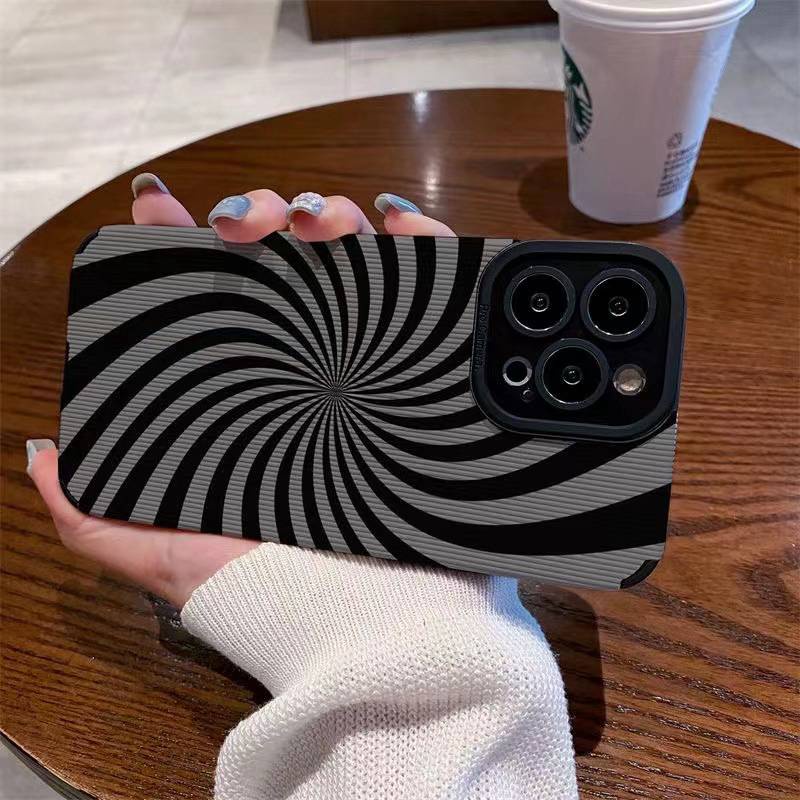 New Black Rotary Pattern Soft Case HP OPPO A91 F11 F9 Pro A3S A9 A5 A31 A53 A33 2020 A7 A5S A12 A11K A52 A92 A83 A55 A56 A55S A95 FTD Stripe Casing Realme C1 X XT Reno 2F 3 5 6 5G