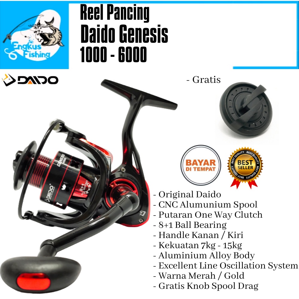 Reel Pancing Daido Genesis 1000 - 6000 One Way (8+1 Bearing) Spool Alumunium Murah - Engkus Fishing