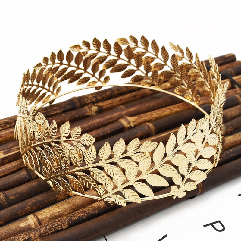 Bando Daun Pengantin Baroque Gold Leaves Hollow Hairband Alloy Headband Untuk Wanita Pernikahan