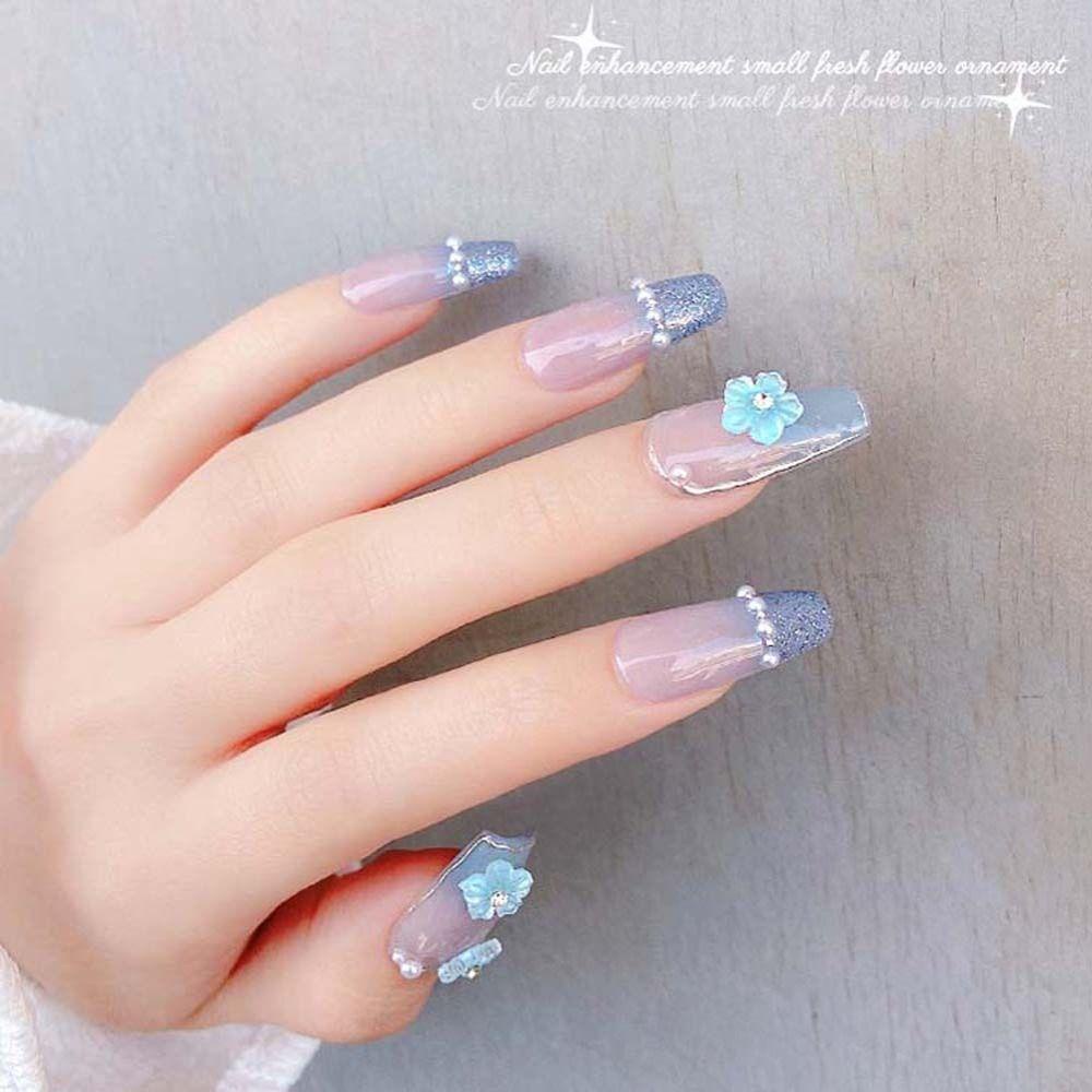 AUGUSTINA Agustina Bunga Hiasan Kuku Wanita Pesona Kuku Warna Bunga Jepang Nail Art Warna Campur 3D Naill Art Drills