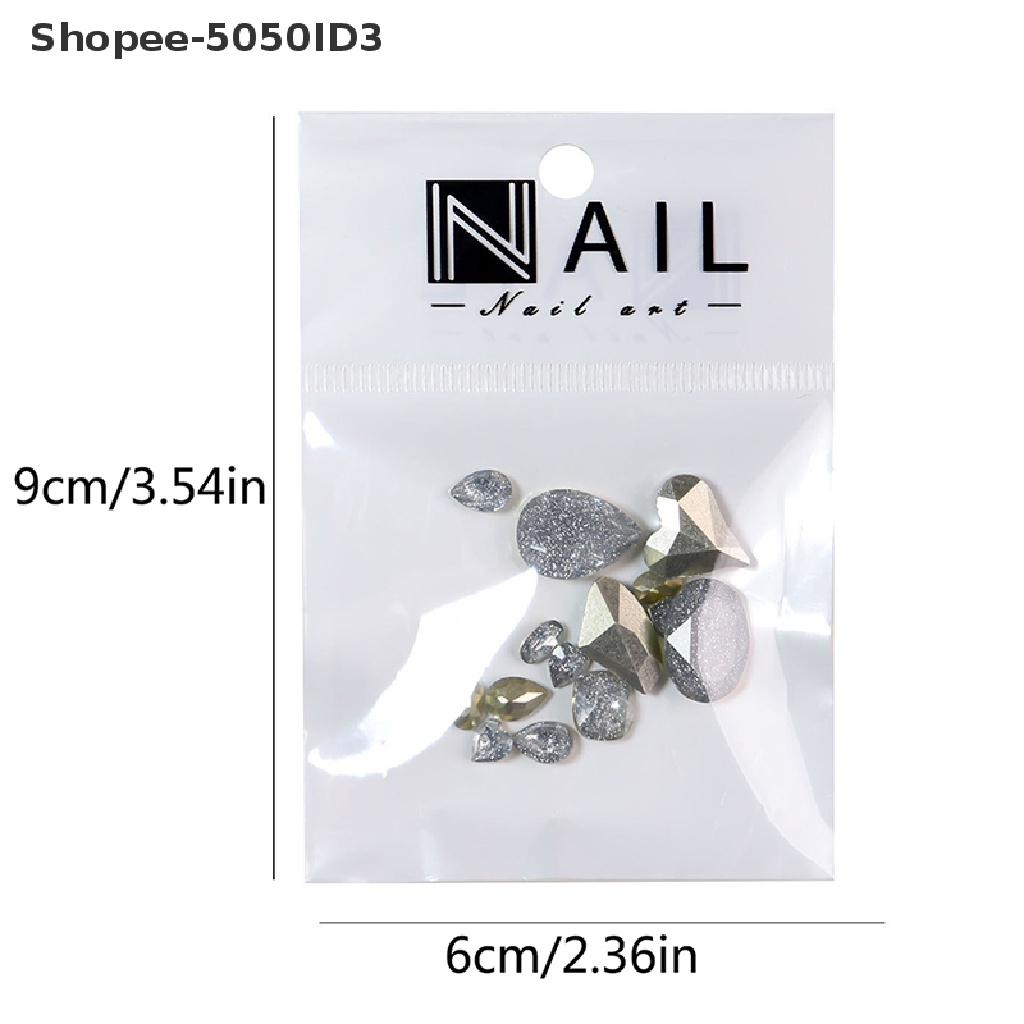 [HOT] 1bag Glittery Rhinestone Nail Art Kristal Pesona Manicure Dekorasi Perhiasan [ID]