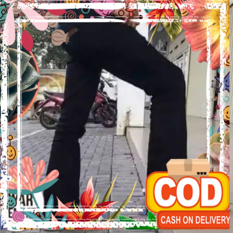 Celana Cutbray hitam boocut celana jeans hitam cutbray pria Hitam COD / jins