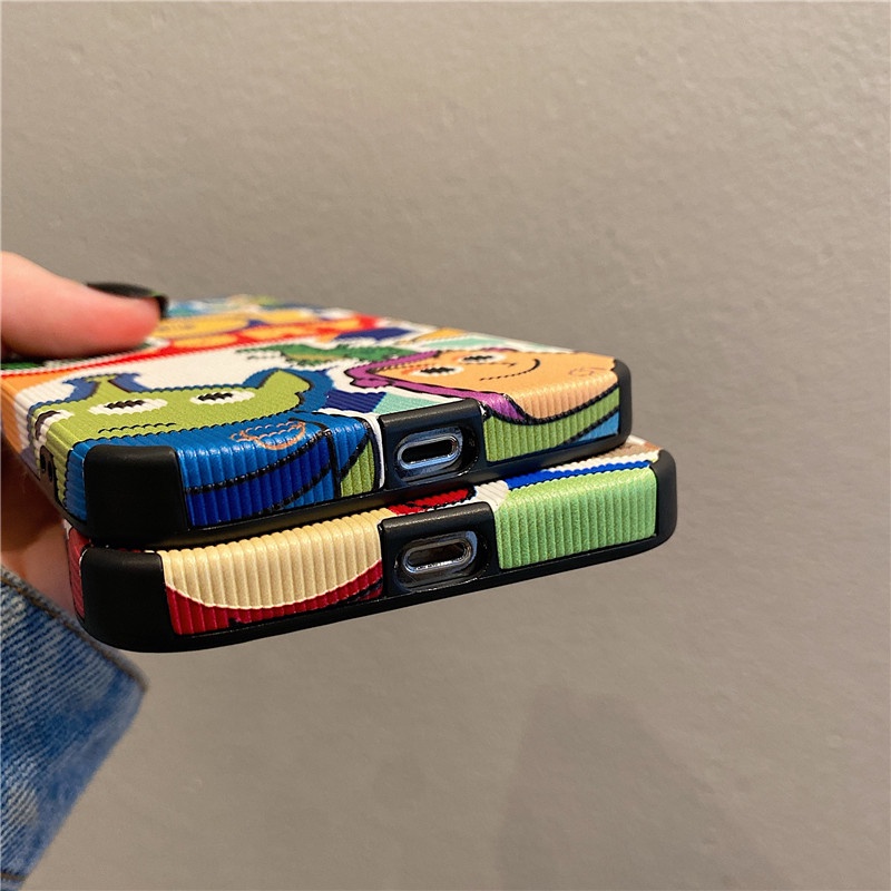 IPHONE Garis Vertikal Casing Ponsel Animasi Dinosaurus Lucu Iphone11 12 13 14 Pro Max X Xs Max Xr 7 8 Plus Sarung Case Shockproof