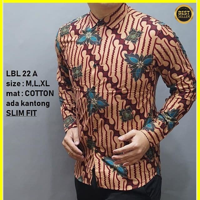 KEMEJA PRIA BATIK  HEM BAHAN KATUN HALUS 40S LBL 22A MEWAH PREMIUM BAJU ELEGANT SIZE M L XL  SKU MS JAKARTA