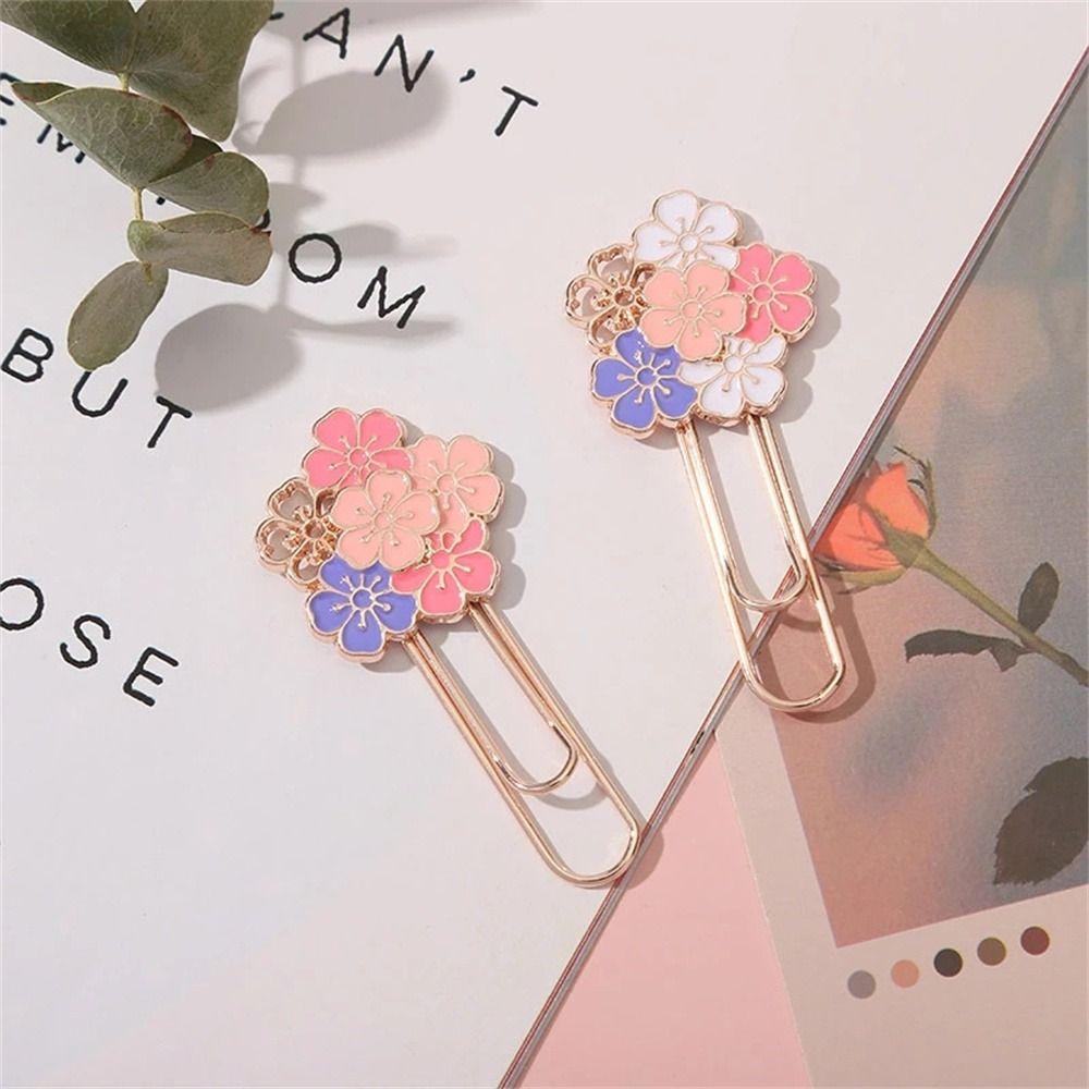 [Elegan] Bunga Sakura Bookmark Perlengkapan Pengikat Alat Tulis Bunga Sakura Cherry Blossom Pink Metal Reading Book mark