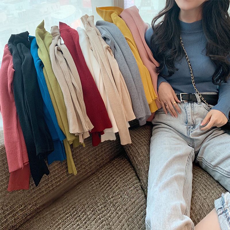 SHOEGALLERY TG1662 Turtleneck Rajut Wanita Gaya Ala Korea Lengan Panjang Import