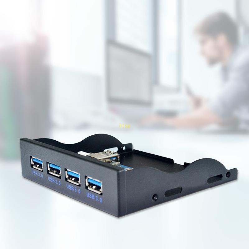 Btsg Desktop 3.5 &quot;USB 3.0 19 Pin Hub Drive Bay Front Panel Untuk Komputer PC Hitam Pengisian Cepat 4-port Adaptor Metal