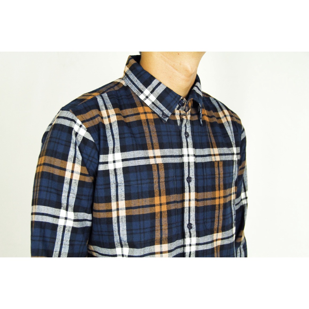 [COD] Baju Kemeja Cole Code 18 Casual Lengan Panjang Biru Navy Tua Pria Motif Kotak-kotak | Kemeja Original 100% Brand Matahari Big Size Kasual Kesual