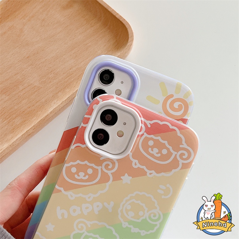 IPHONE Casing Kompatibel Untuk Iphone14 13 12 11 Pro Max X Xr Xs Max8 7 6 6s Plus SE 2020 3 In 1grafiti Wajah Tersenyum Pelangi Case Ponsel Silikon Cair Shockproof Soft Casing Pelindung