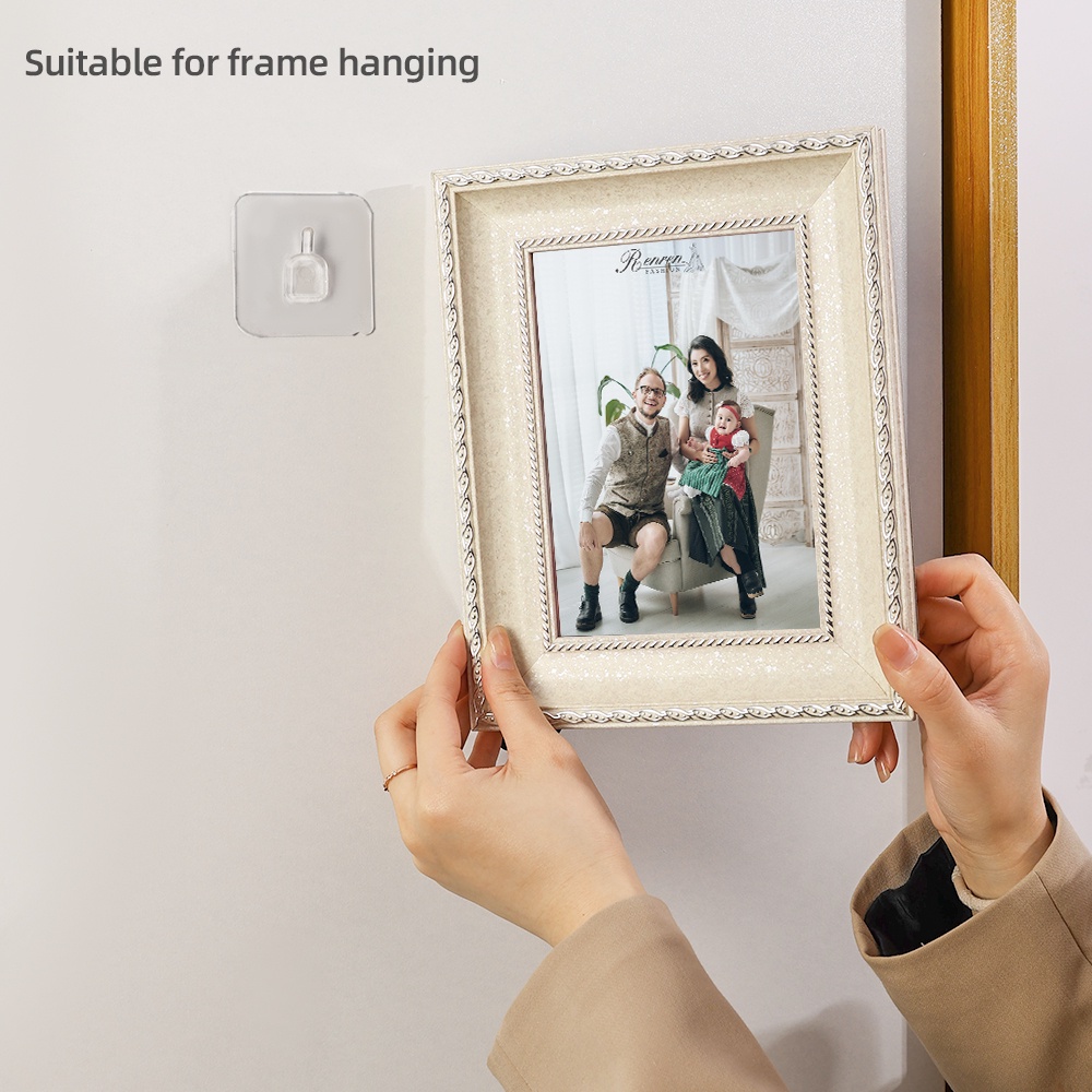 [Unggulan] Jam Kantor Rumah Rak Dinding Perekat Diri Gantungan Dinding Mulus Gantungan Dinding Penyimpanan Kait Punch Free Bingkai Foto Kait Transparan Non-Trace Photo Frame Hole Hanger