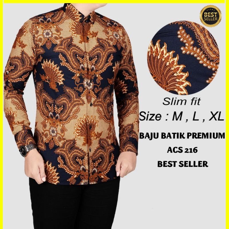 BAJU BATIK PRIA SLIM FIT MODERN LENGAN PANJANG  BATIK SLIMFIT LB106 PREMIUM KEMEJA BLD JAKARTA