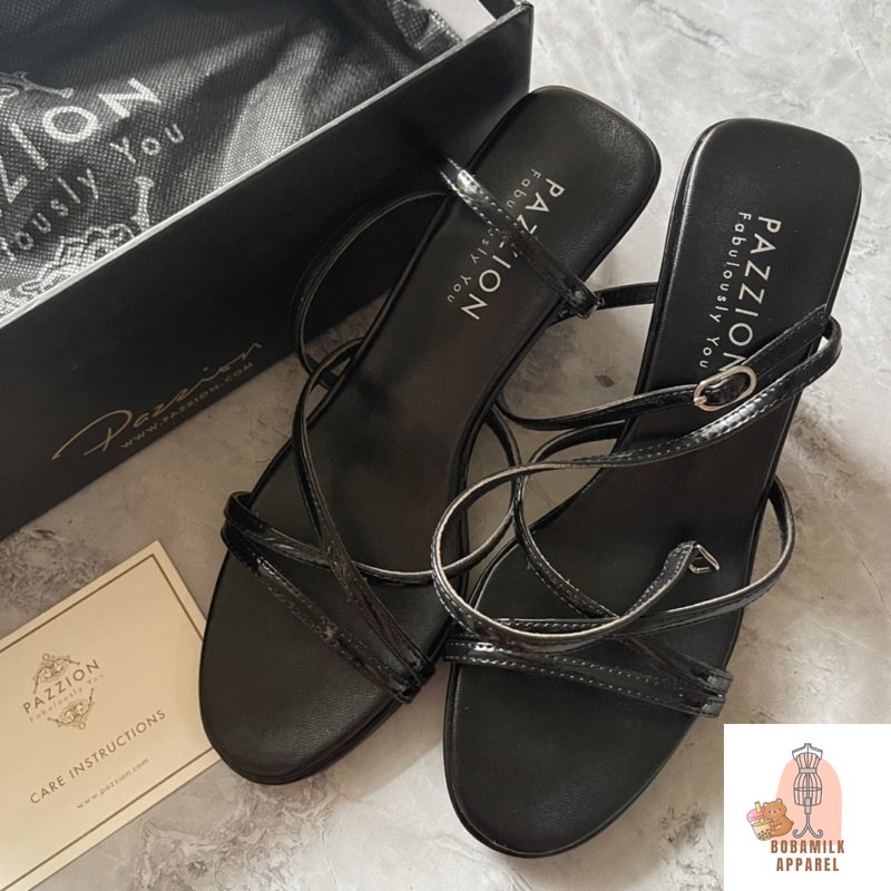 𝙉𝙀𝙒 Pazzion SG Black Heels Tali Ikat Shoes Sepatu Hak Party Hitam Elegan Heels Wanita