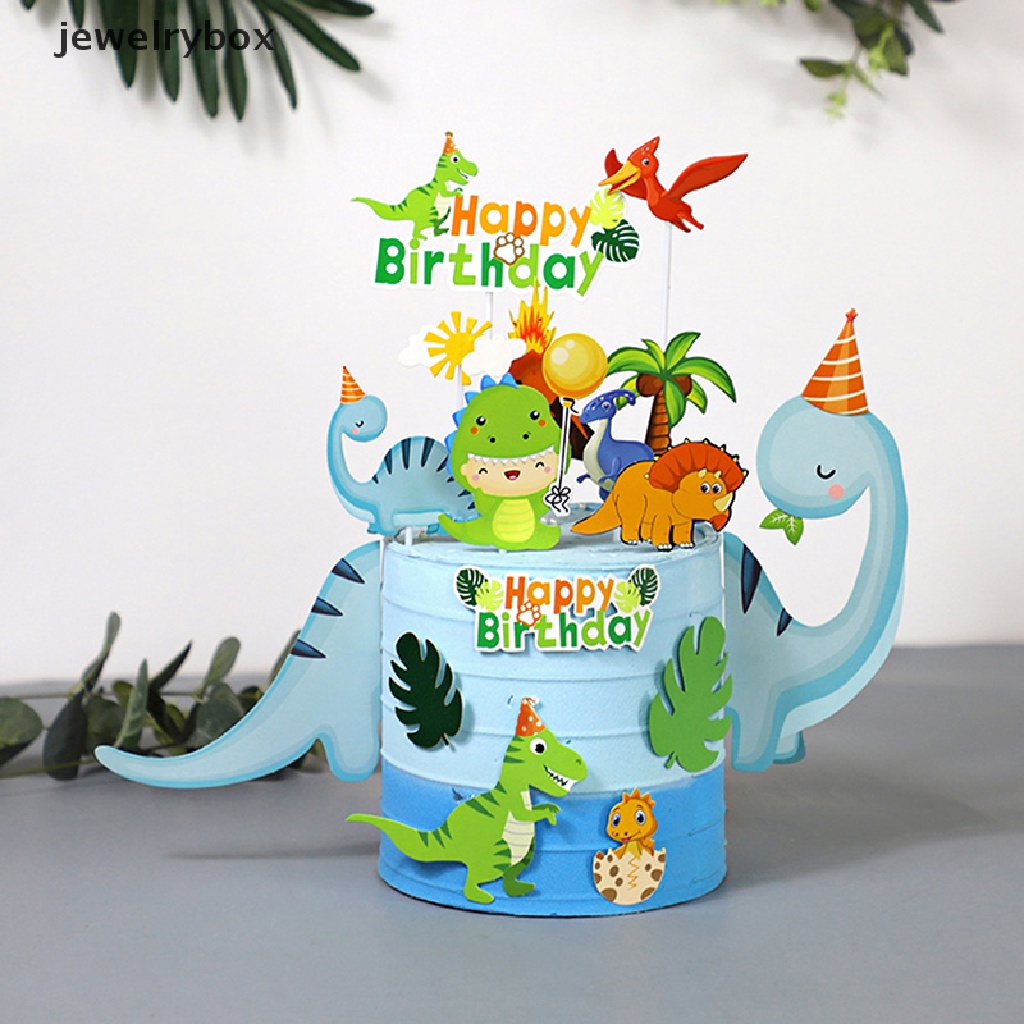 [jewelrybox] 1set Topper Kue Ulang Tahun Dinosaurus Hutan Dekorasi Kue Dino Perlengkapan Pesta Butik