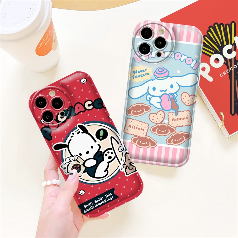 Cute Case Samsung A14 A04 A04S A13 A03 A03S A12 A52 A52S A21S A50 A50S A30S A20 A10S A10 A11 M11 J7Prime J7Pro J6Prime J6Plus Cinnamoroll Dan Pochacco Air cushion TPU Phone Cover