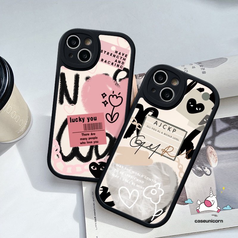 Csing Lembut TPU Cover Infinix Hot 9 11 10 Play 10s 10T 11s Hot 10 Lite Note 8 Smart 5 6 Comme des Garcons Ins Graffiti Cinta Hati Trendi Merek Label Shockproof Ponsel Pasangan Case