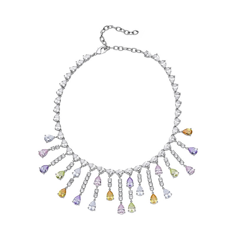 Goldkingdom Fashion Perhiasan Aksesoris Ready Stock Desain Industri Berat Tetesan Air Rumbai Kalung Untuk Anak Perempuan Minor Ringan Mewah Triple Layer Choker Necklace