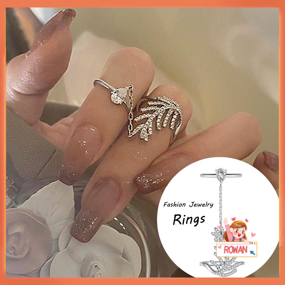 R-bunga Punk Cincin Retro Perhiasan Zirkon Multi-layer