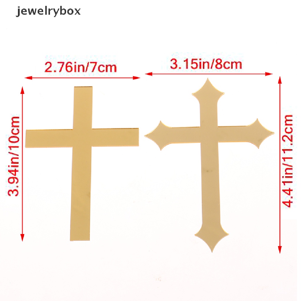 [jewelrybox] 5pcs 10 * 7cm Akrilik Salib Emas Topper Perjamuan Pertama Minimalis Sisipan Kue Butik