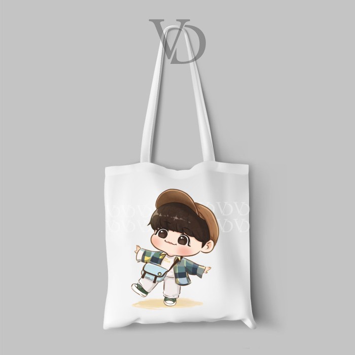 Promo - tote bag kanvas chibi kpop / tas army bangtan - jh, tas gendong - Sedia tas polos custom ser