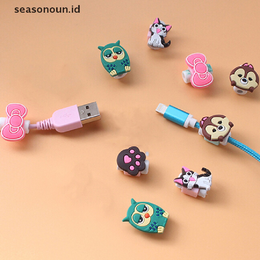 Seasonoun 4xCartoon charging cable protector cute cord protection cover organizer Kawat.