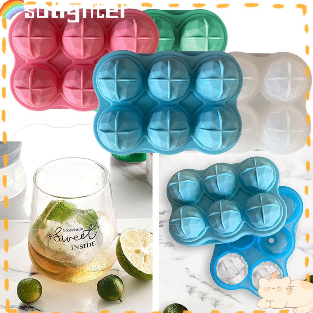 Solighter Pembuat Es Batu Dapat Digunakan Kembali Untuk Whiskey Sphere Silicone Mold Bar 3D Bentuk Berlian