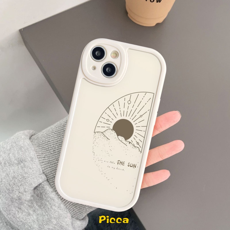 Kartun Bulan Matahari Pasangan Ponsel Case Untuk Infinix Hot11 10 9 Bermain Hot 10 Lite Hot 10s 10T 11s Infinix Smart5 6 Note8 Simple Warna Solid Lembut Tpu Case Couples Cover