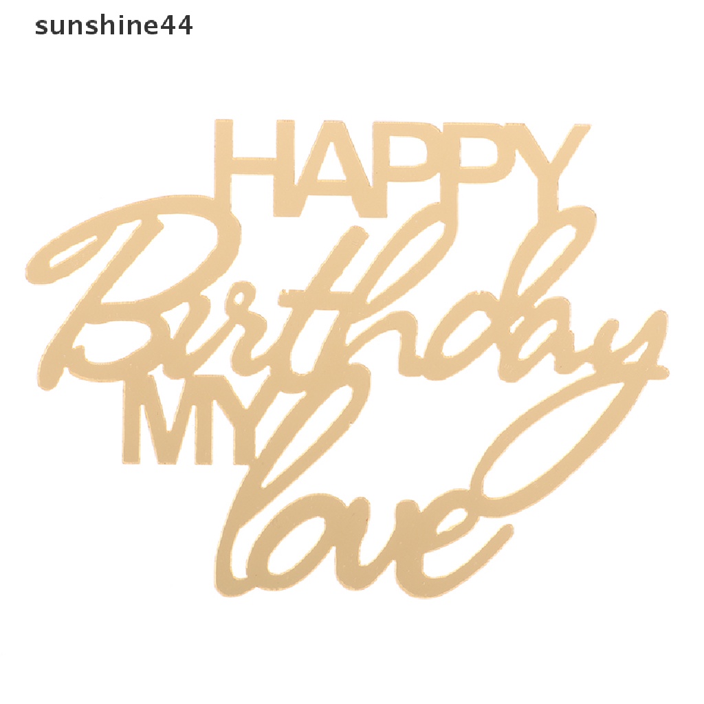 Sunshine 1Pc Topper Kue Happy Birthday Unik Gold Akrilik Topper Cupcake Ulang Tahun ID