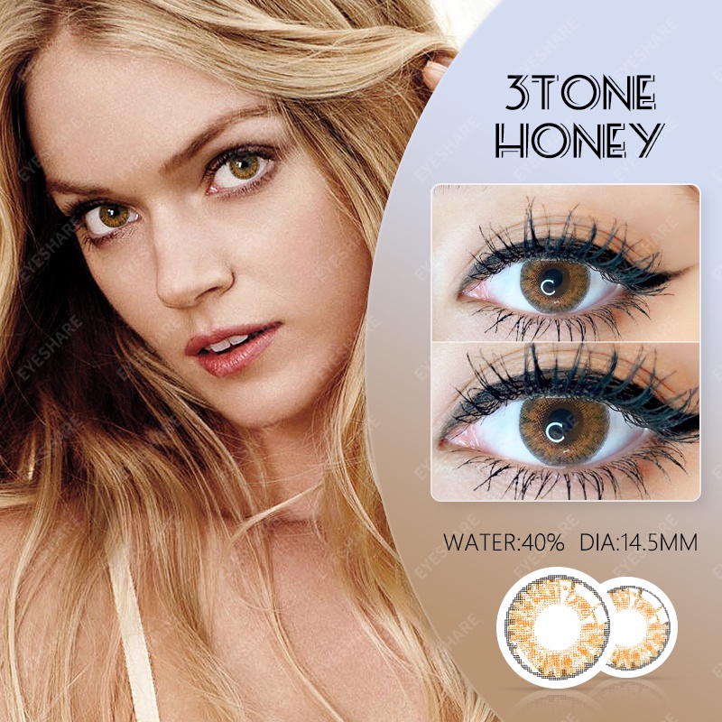 【COD】Softlens 3TONE BLUE Lensa Kontak Warna Campuran Eropa Dan Amerika DIA 14.5mm Normal softlense Mata Kore