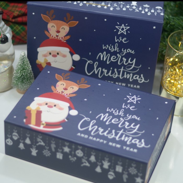 

⭐BISA COD⭐ Hardbox Lipat Magnet Christmas Satuan buat Hampers - Biru