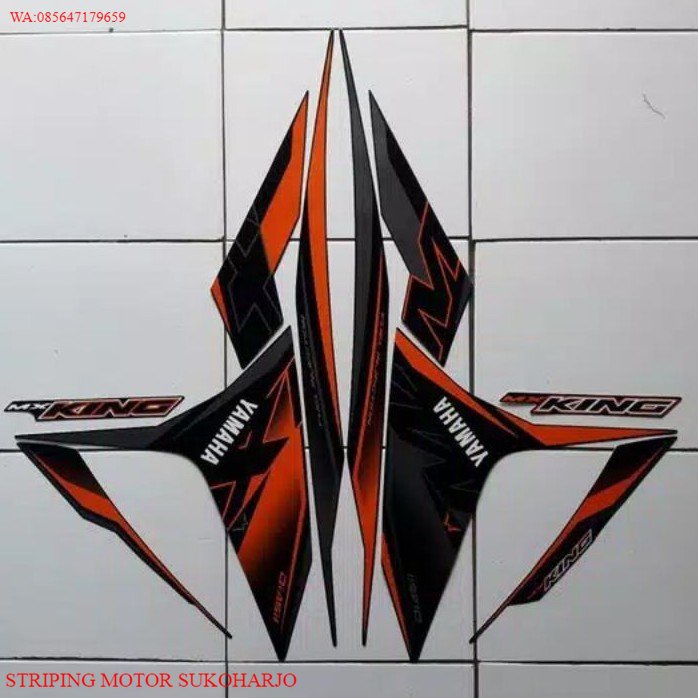 (ORI) stripping sticker lis motor standar Yamaha Jupiter mx king Tahun 2019 warna hitam_orange ready
