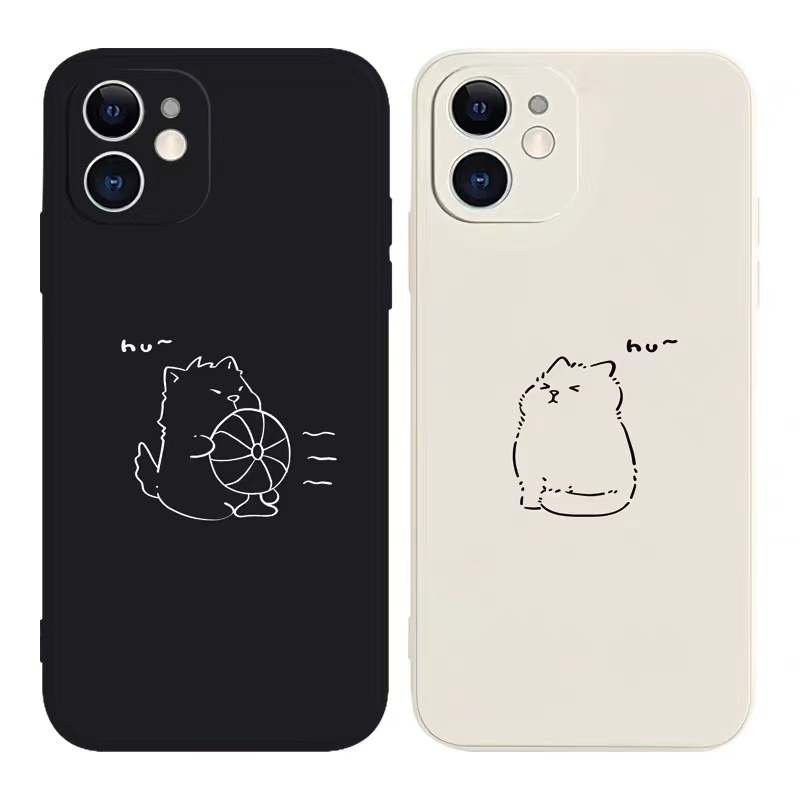 IPHONE Ins Pola Pasangan Kucing Cocok Untuk Iphone14 14pro 14plus 13 13pro 13prm iPhone12 7Plus 8Plus Xr XS 13 Pro Max Empat Sudut Casing Ponsel Tahan Guncangan