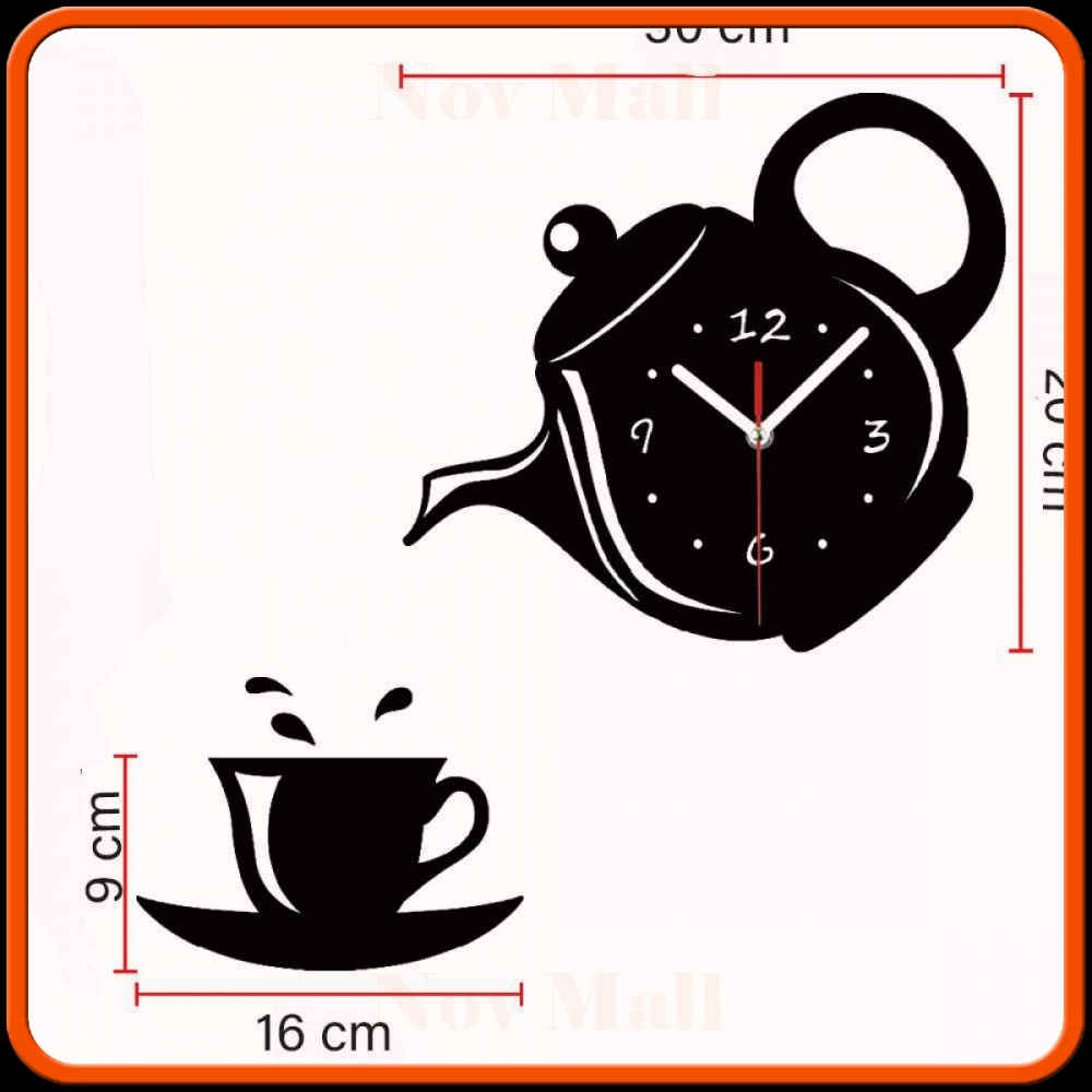 Jam Dinding Quartz Creative Design Model Teko Kopi Unik -JD948