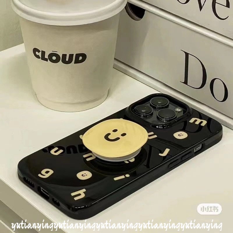 IPHONE Casing Ponsel Kompatibel Untuk Iphone11 14 13 12 Pro Max 7Plus XR X XS Max 87 Plus SE 2020 Smiley Lucu Ins Fashion Alfabet Sederhana Lembut Tpu Glossy Halus Silicon Back Cover