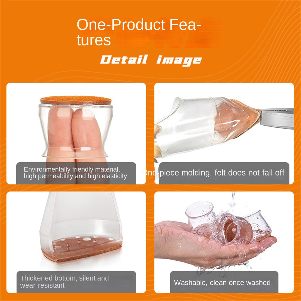 ღ 4Pcs Tebal Kaki Kursi Protector Cover Perlindungan Non-slip Bagian Bawah Diam Memakai Tahan Kaki cap Mengurangi Noice Kayu Lantai Pelindung