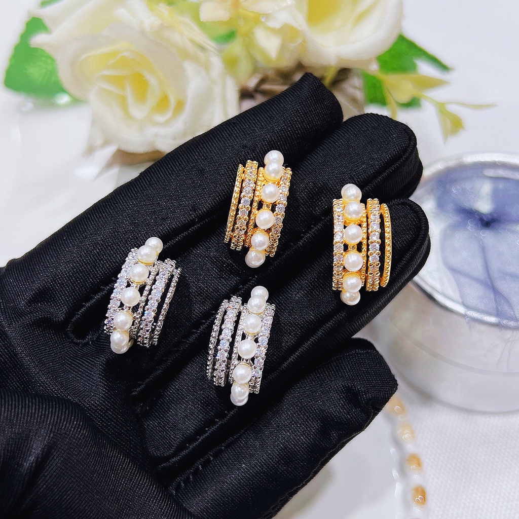 Goldkingdom Fashion Perhiasan Aksesoris Ready Stock Berlian Anting Niche Desain Mewah Retro Anting Mutiara Anting Canggih Anting-Anting Perempuan.