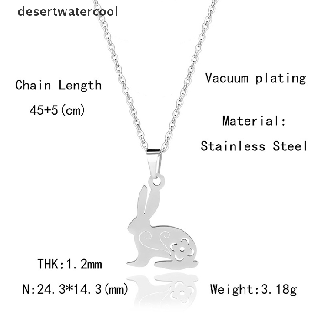 Deid Trendy Kelinci Liontin Kalung Vintage Liontin Perhiasan Hewan Baja Titanium Lucu Kelinci Putih Kalung Klavikula Rantai Punk Hip Hop Street Rabbit Necklace Martijn