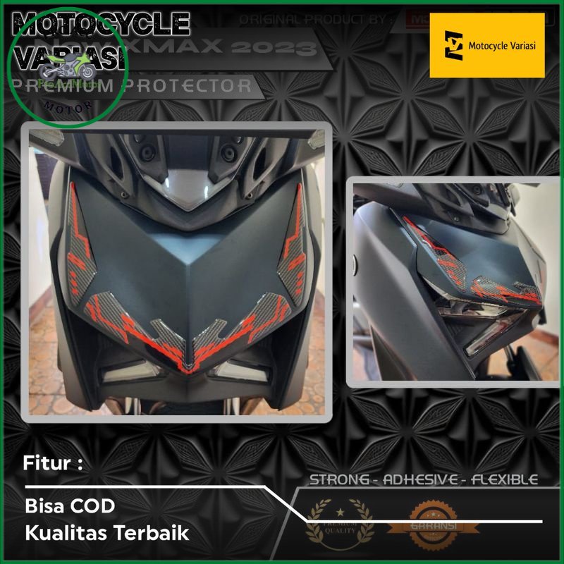 Stiker resin tameng depan Yamaha XMAX New Sticker timbul premium alis lampu depan Yamaha XMAX 2023 New pro acc motor