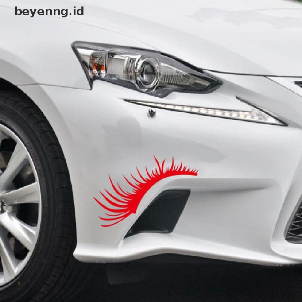 Beyen 1pasang 3D Bulu Mata Menawan Stiker Mobil Bulu Mata Palsu Mobil Headlight Lucu Decals ID